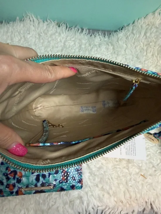 New Brahmin Katie Frisky Melbourne Turquoise Floral  Crossbody/Wallet - Picture 7 of 17